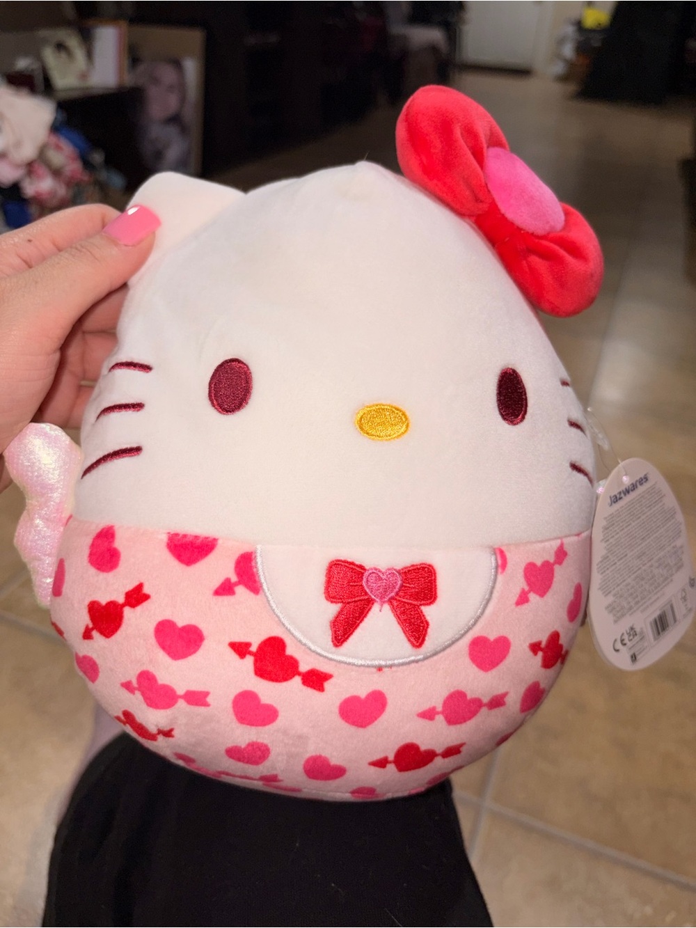 Squishmallows Hello Kitty Plush Bag in White, Pink and Red